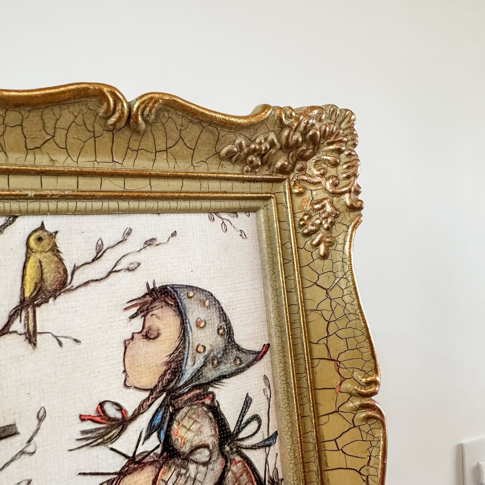 VTG M.J Hummel Framed Picture "Bird Duet" Ornate‎ Gold Massing Rott Germany - Picture 6 of 10
